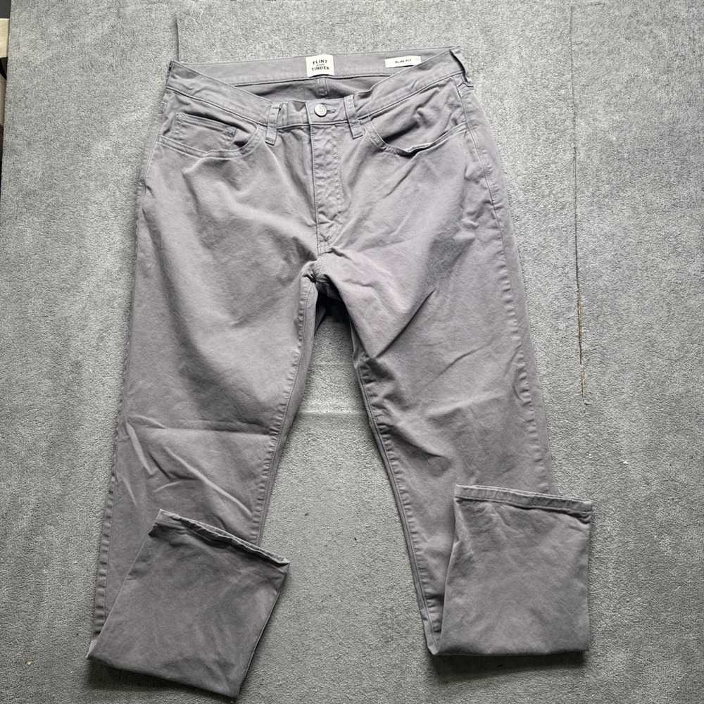 Huckberry Flint and Tinder Gray Slim Fit Stretch Jeans Men's 32x30 Made‎ USA